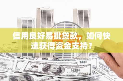 遵化信用良好易批贷款，如何快速获得资金支持？