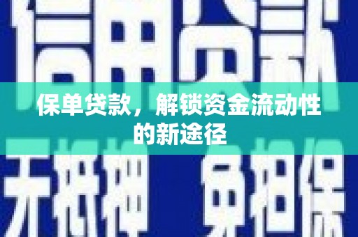 遵化保单贷款，解锁资金流动性的新途径