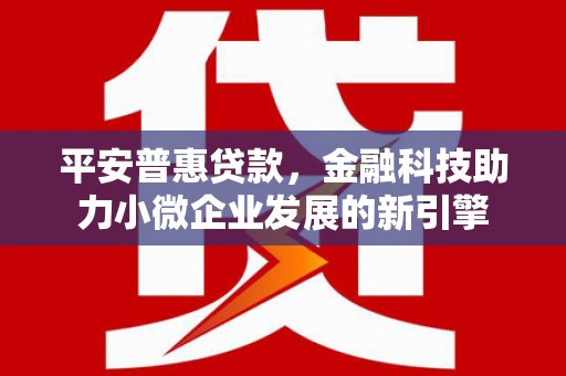 遵化平安普惠贷款，金融科技助力小微企业发展的新引擎