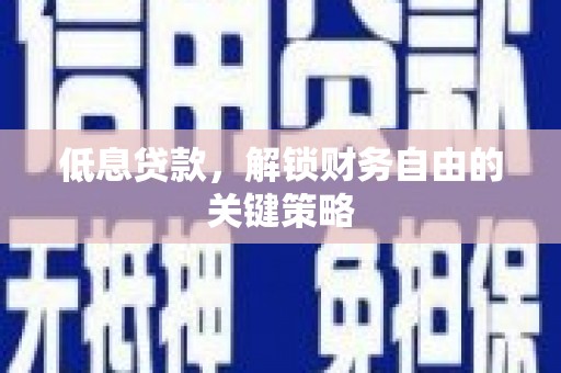 遵化低息贷款，解锁财务自由的关键策略