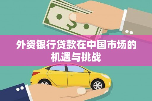 遵化外资银行贷款在中国市场的机遇与挑战