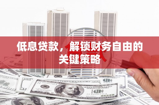 遵化低息贷款，解锁财务自由的关键策略