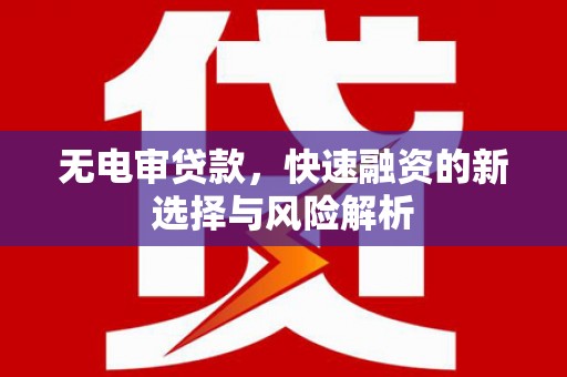 遵化无电审贷款，快速融资的新选择与风险解析