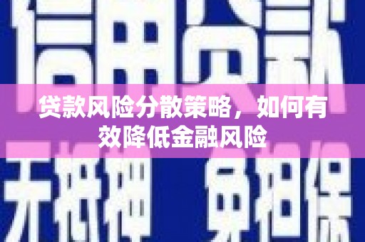 遵化贷款风险分散策略，如何有效降低金融风险