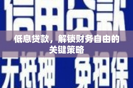 遵化低息贷款，解锁财务自由的关键策略