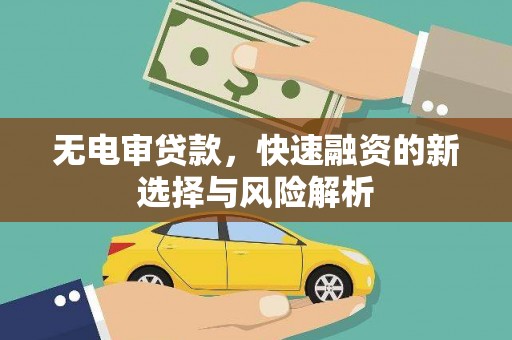 遵化无电审贷款，快速融资的新选择与风险解析
